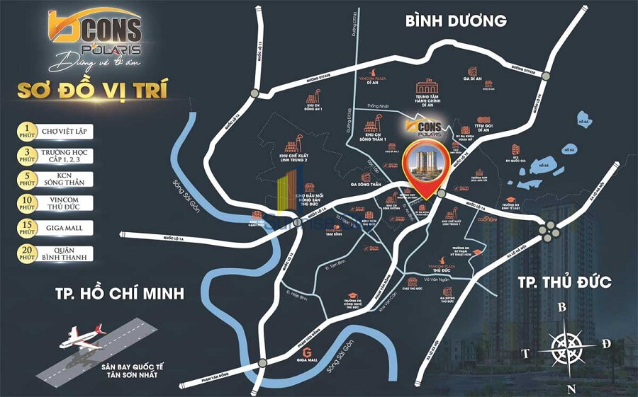 Bcons Polaris: Căn hộ tầm trung phù hợp với gia đình trẻ 2 Vị trí căn hộ Bcons Polaris Dĩ An
